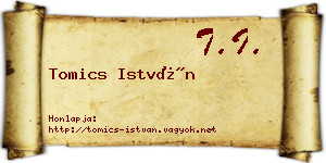Tomics István névjegykártya