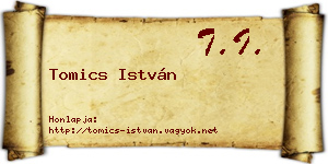 Tomics István névjegykártya